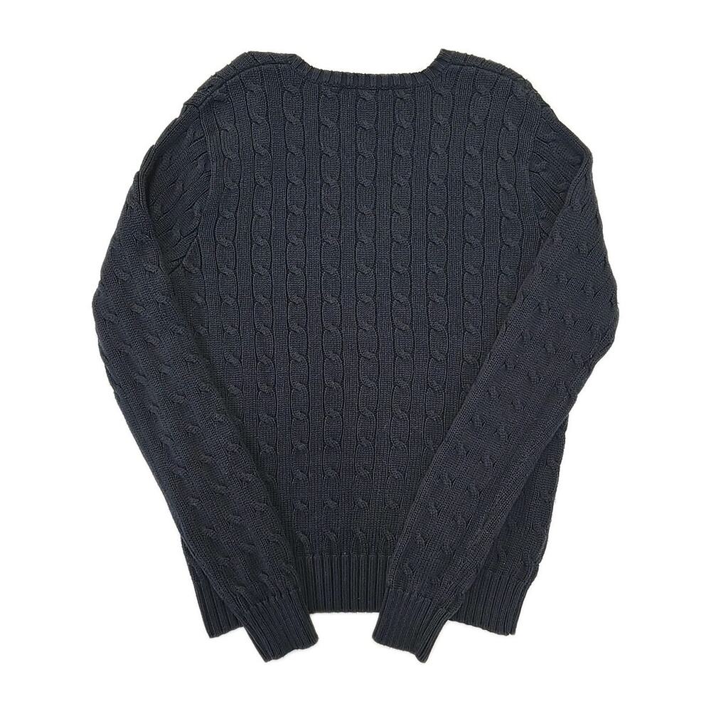 VTG Ralph Lauren Sport Cable Knit V-Neck Sweater Black Purple Pony Preppy Y2K - Picture 7 of 7